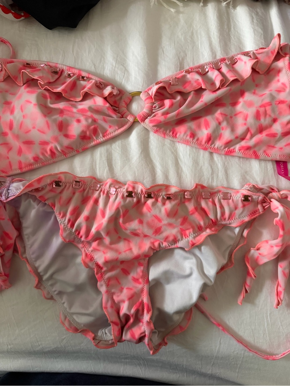 Victoria Secret Pink Ruffle Ring-Front Bikini Set